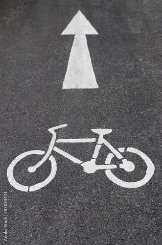 Bike Lane Symbol, Bicycle white sign on road.