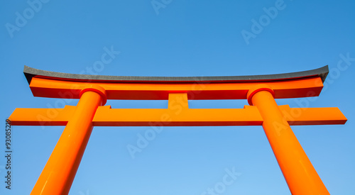 Torii , A traditional Japanese gate at the entrance of or within a Shinto shrine