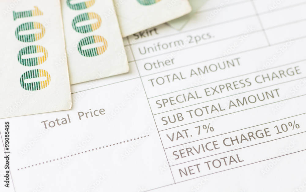 Close - up Detail of Business Document Invoice.. Close - up Detail of Business Document Invoice..