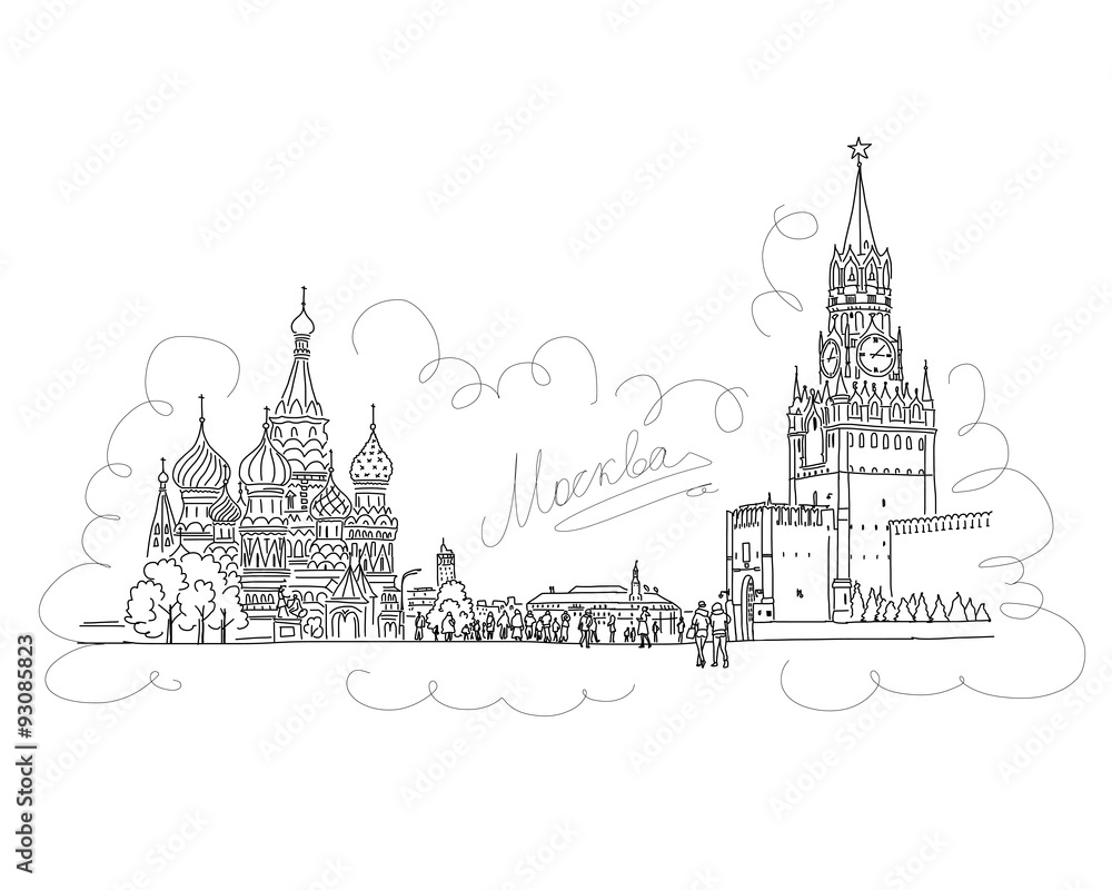 Moscow, Red Square, sketch for your design Moscow, Red Square, sketch for your design