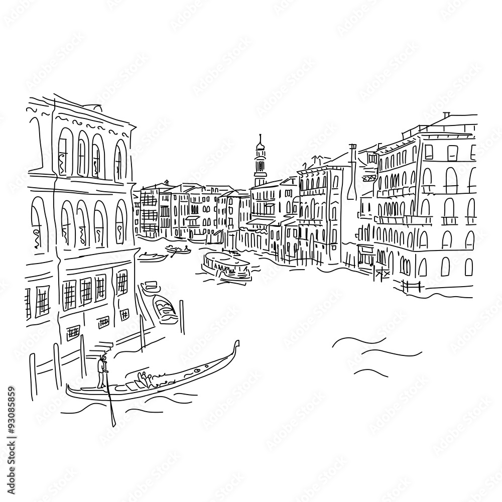 Venice, Grand Canal. Sketch for your design