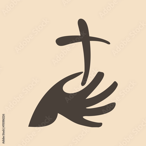 Church logo. Hand holding a cross icon