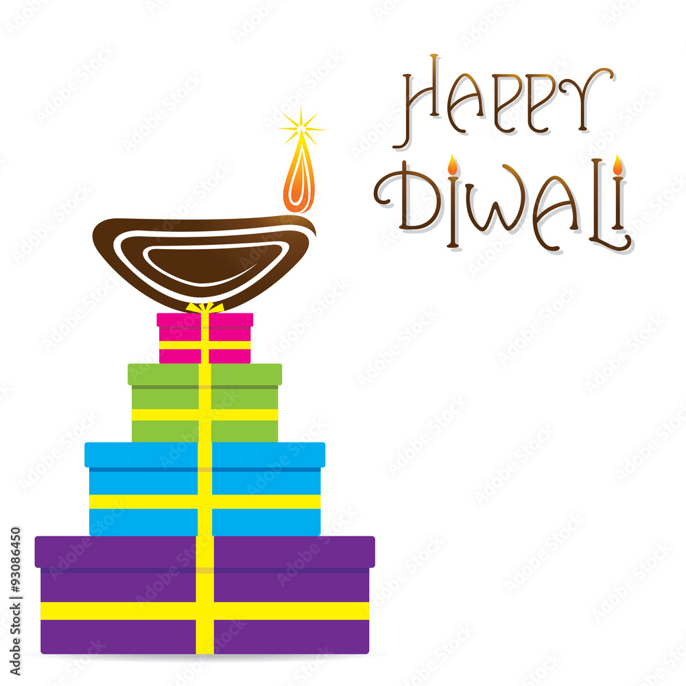happy diwali greeting design with gift box vector happy diwali greeting design with gift box vector