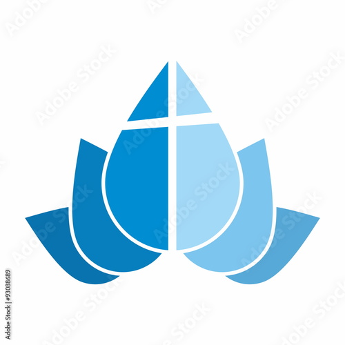 Church logo. Cross and water drops