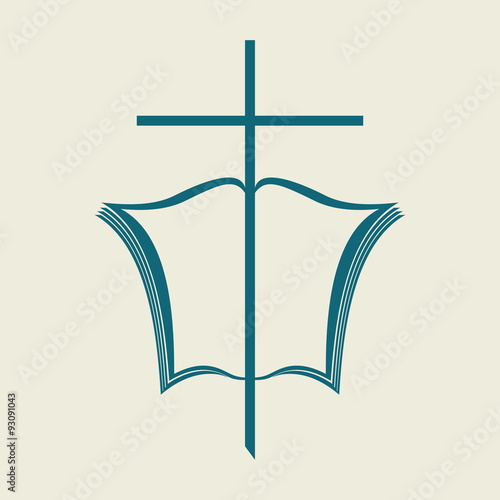 Church logo. Cross and open Bible