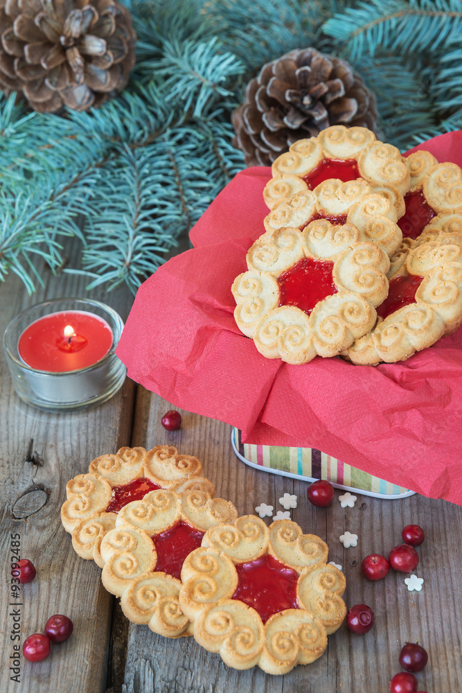 Fototapeta premium Christmas cookies with jam