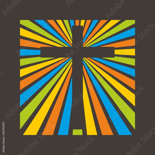 Church logo. Cross and radiating colorful light
