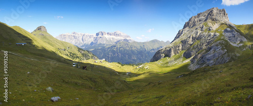 Wonderful view of the Dolomites - On background the view of Sella mountain range