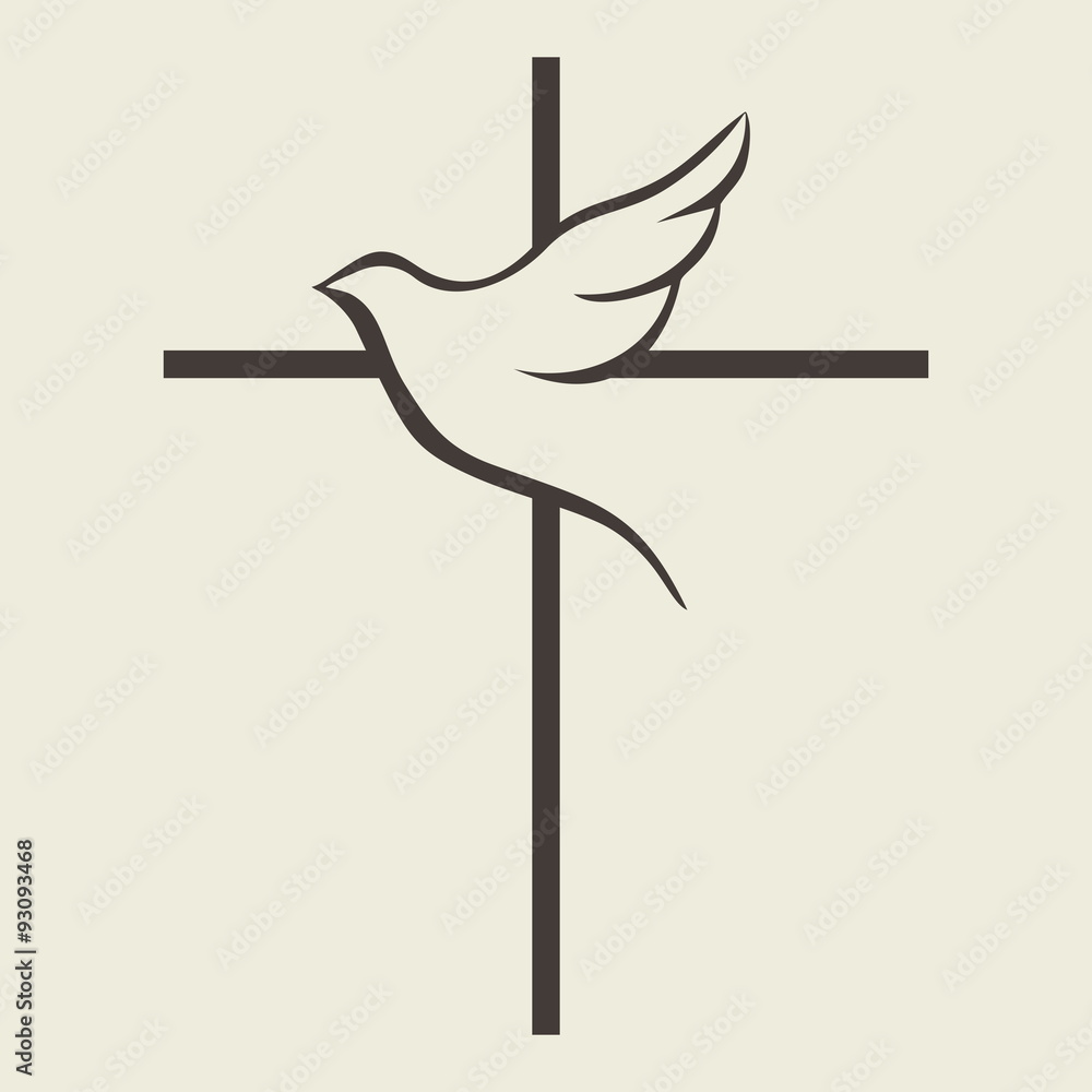 Fototapeta premium Church logo. Dove and cross