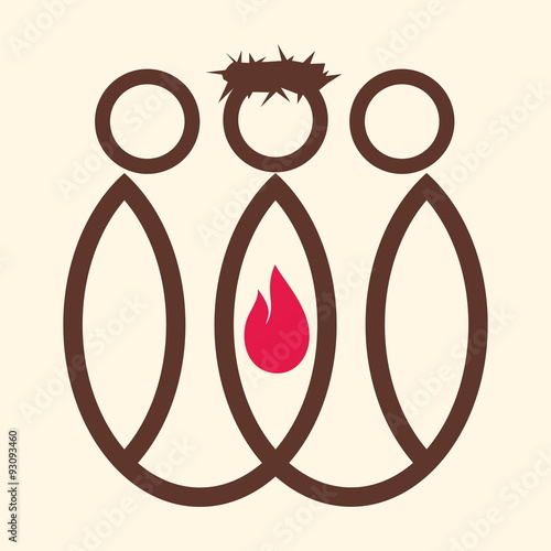 Church logo. Flame, Jesus, followers, leadership, biblical figure, icon, blue, red, crown of thorns, king, christianity