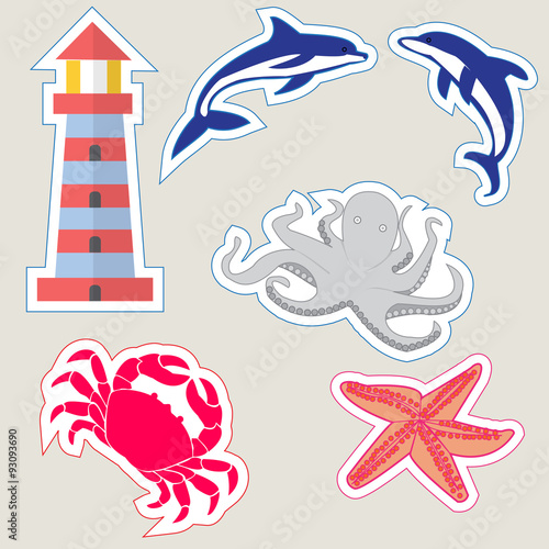 a set of labels for design, marine and ocean