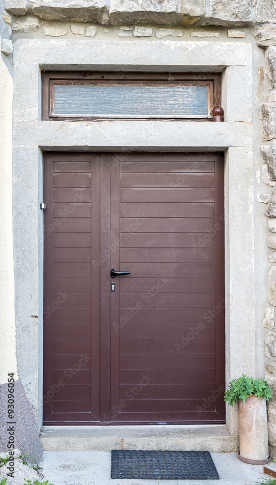 double-wing front door brown