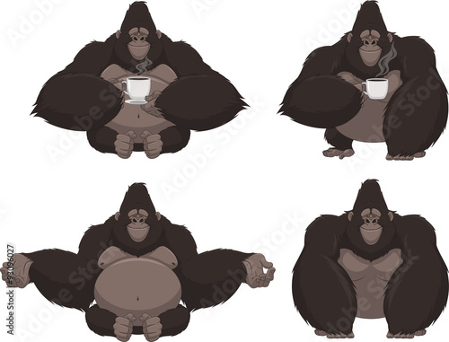 Set of funny gorilla