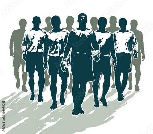 Soccer players preparing for the football match