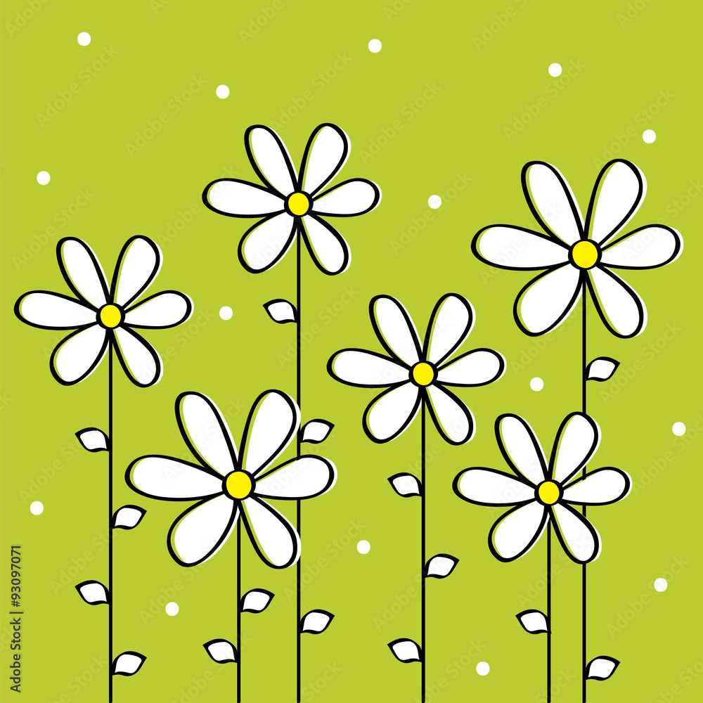 cute flower design with green color as background suitable for wallpaper, greeting card, and etc