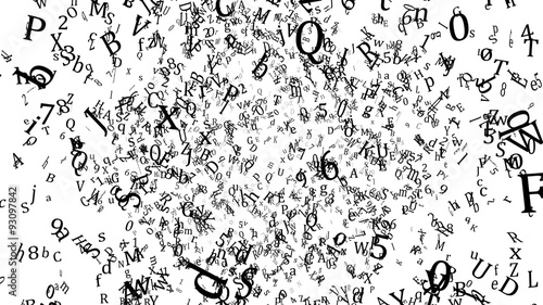 Abstract Random Letters Illustration - Black