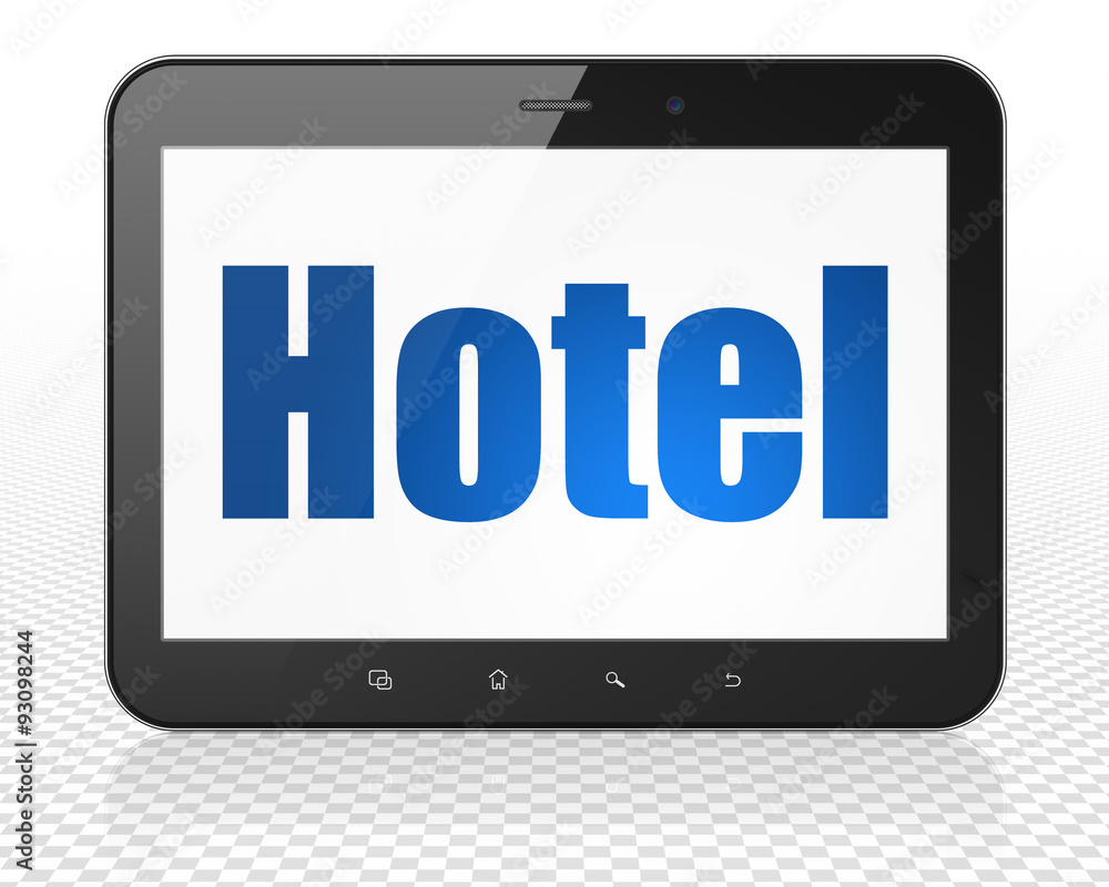 Tourism concept: Tablet Pc Computer with Hotel on display Tourism concept: Tablet Pc Computer with Hotel on display