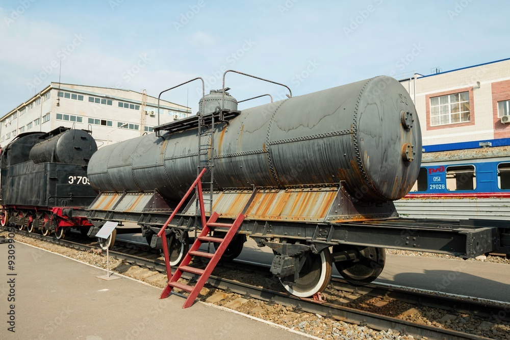 Old train in technical museum, established in Rostov - on - Don. Old train in technical museum, established in Rostov - on - Don.