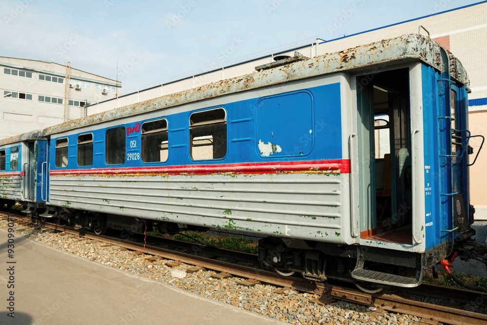 Old train in technical museum, established in Rostov - on - Don. Old train in technical museum, established in Rostov - on - Don.