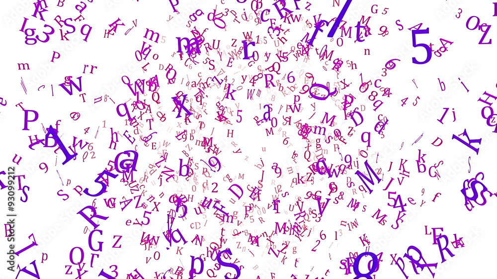 Abstract Random Letters Illustration - Purple Abstract Random Letters Illustration - Purple