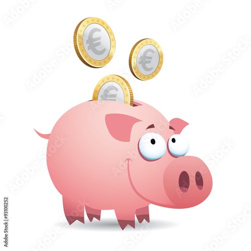 Cochon tirelire - Monnaie Euros