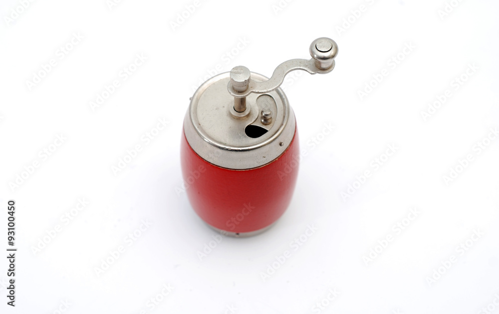 red Spice grinder on white backgground red Spice grinder on white backgground