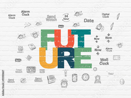 Time concept  Future on wall background