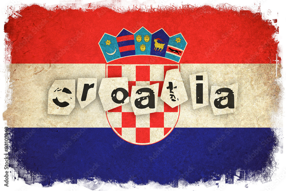 Croatia grunge flag background illustration of european country