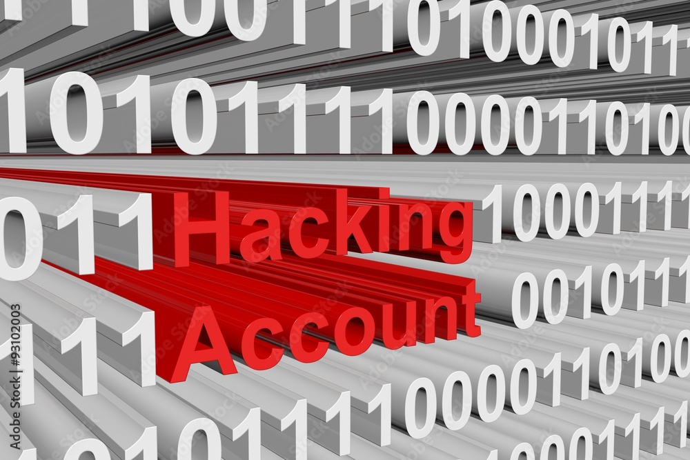 Hacking Account is presented in the form of binary code