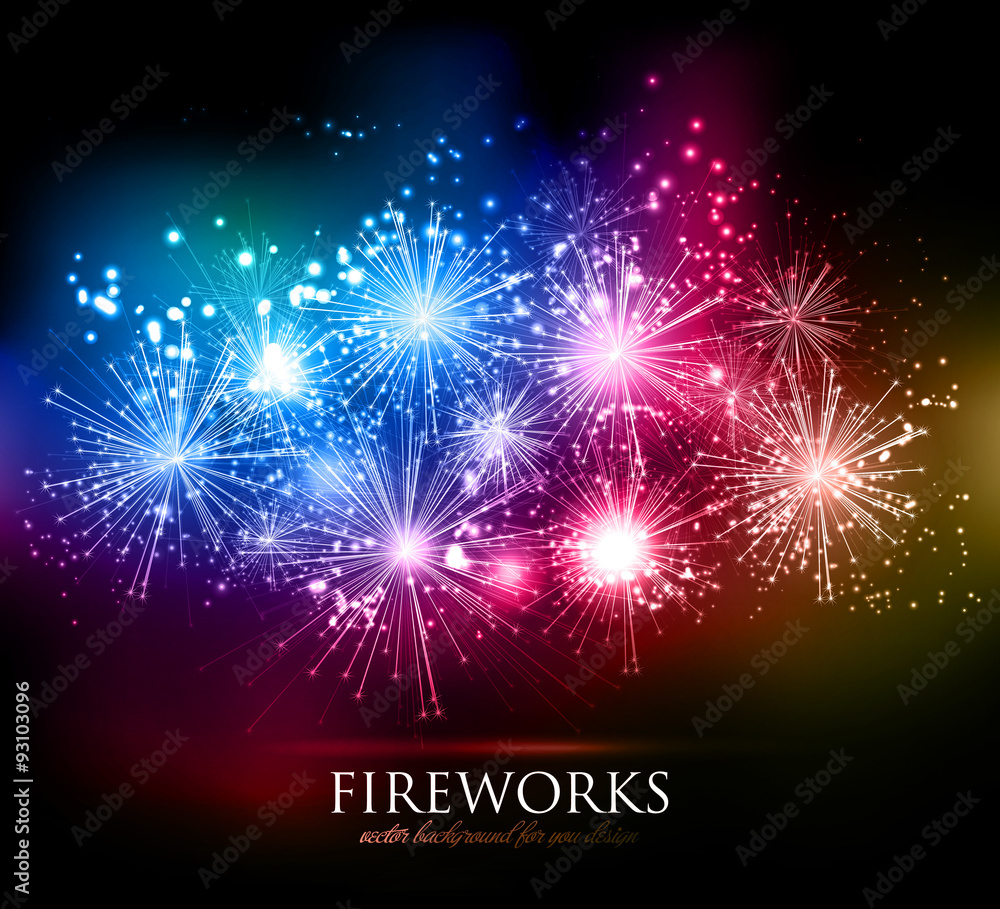 Vector Holiday Fireworks Background