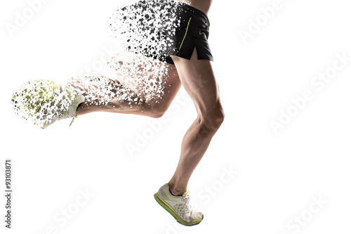Running legs on white background 