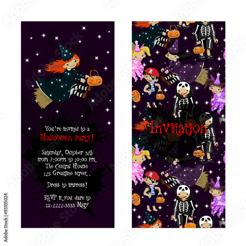 Cute invitation for kids Halloween party.