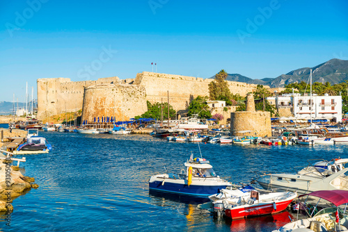 Kyrenia harbour with medieval castle on a background. Kyrenia (G