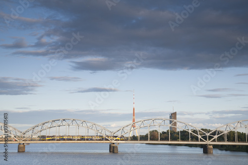 Railway Bridge and River Daugava  Riga