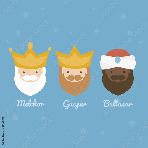 The three Kings of Orient, wise men, 3 magi icons vector set