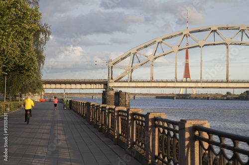 Railway Bridge and Banks of River Daugava, Riga