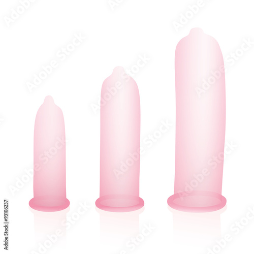 Size Matters Condoms Small Middle Size matters - small, medium and big condom for length comparison. Illustration over white background.