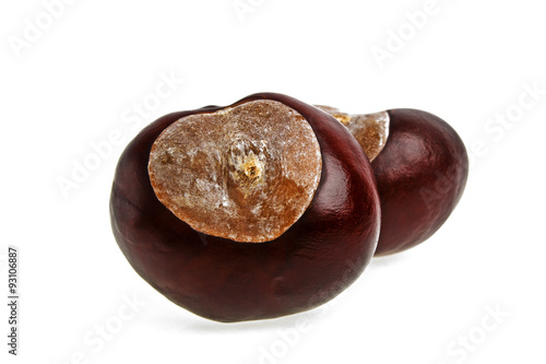 Chestnuts isolated on a white background