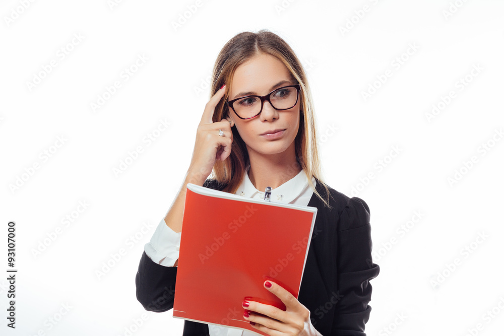 Thoughtful student isolated on white background