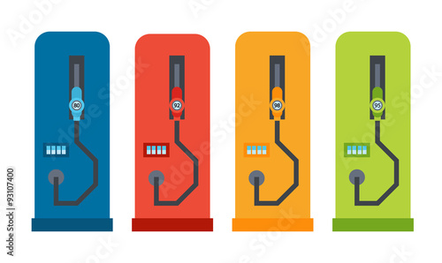 Vector flat car refuelling stand illustration