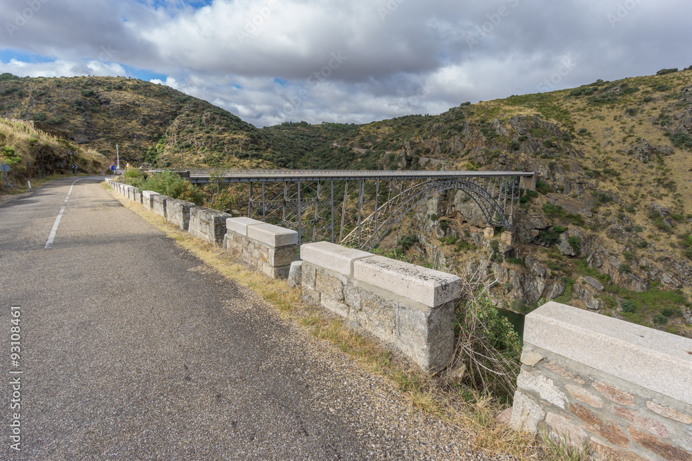 Road to Requejo iron Bridge, Castile and Leon, Spain