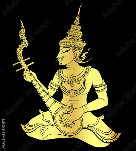 Golden Thai art guitarist