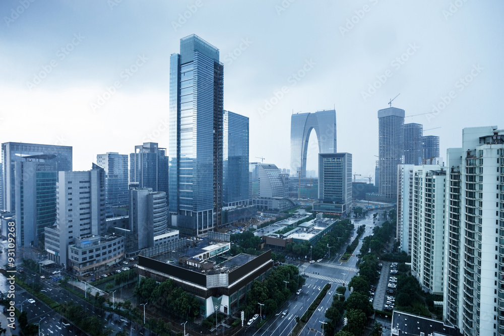 Obraz premium skyscrapers and mansions of a modern city