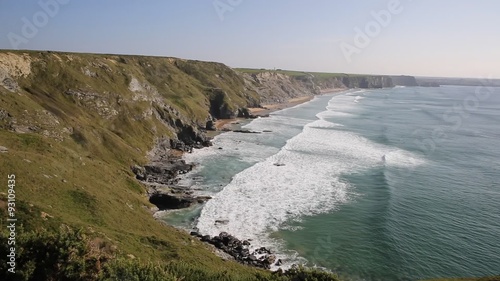 North Cornwall coastline at Watergate bay near Newquay in summer 