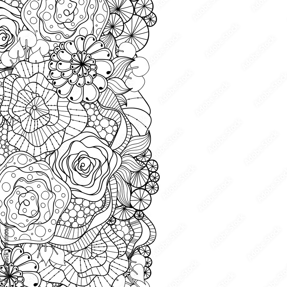 Decorative hand-drawn element border. Abstract zentangle sea background.