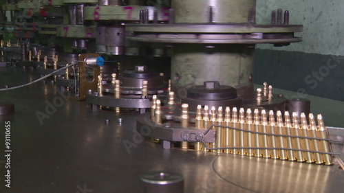 Factory of ammunition, bullets for rifle on production line
