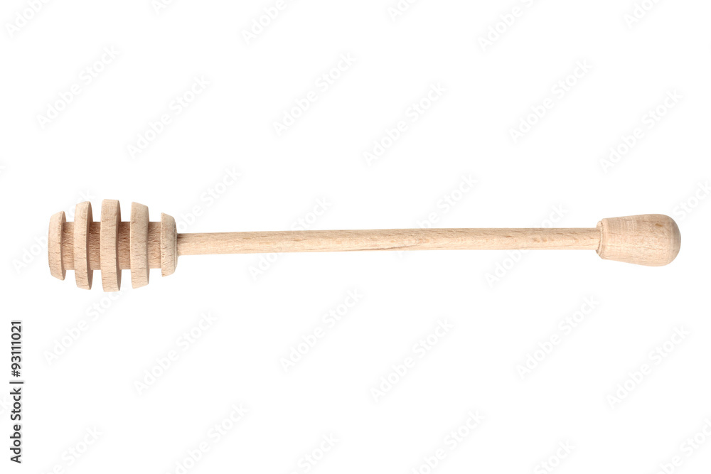 sturdy wooden spoon for honey on a white isolated background sturdy wooden spoon for honey on a white isolated background