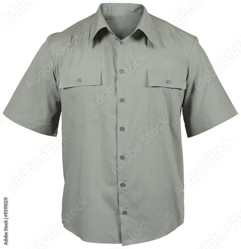 Fotografija gray male shirt with breast pockets isolated on white