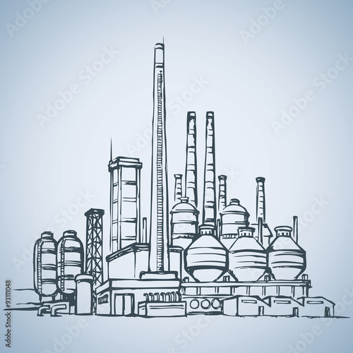 Large factory. Vector drawing