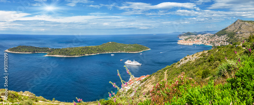 Panoramic view of a beautiful landscape in Dubrovnik